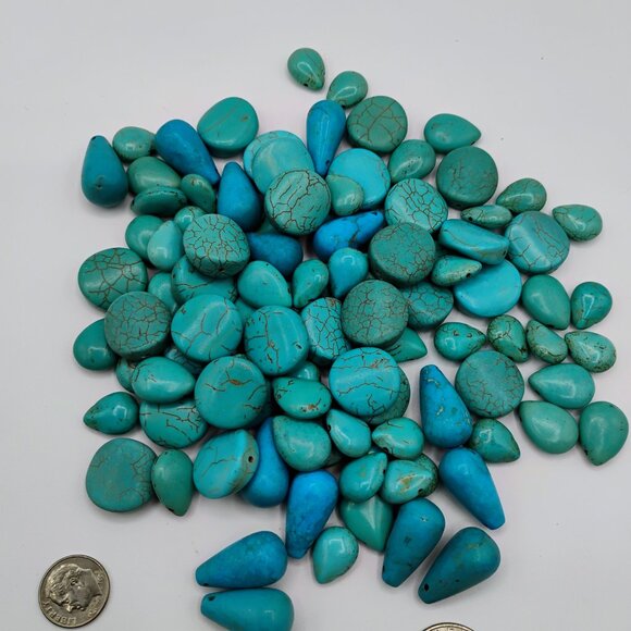 Turquoise semi precious bead lot 100 pieces - Picture 2 of 2